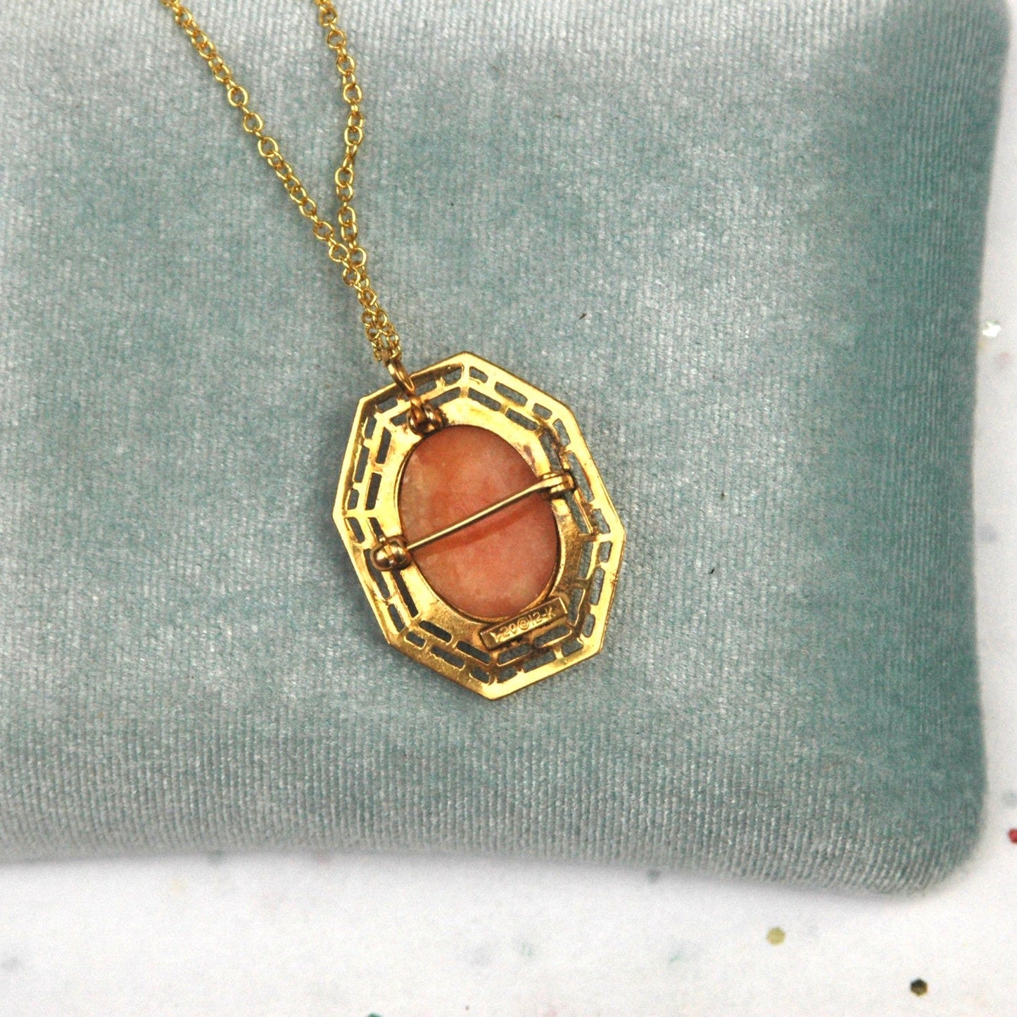 Vintage Gold Filled Cameo Filigree Pendant Necklace/Brooch, Victorian Style