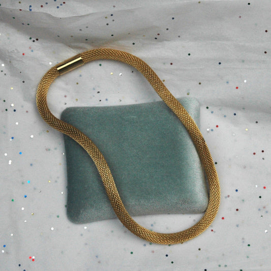 Vintage Gold Tone Mesh Choker Necklace