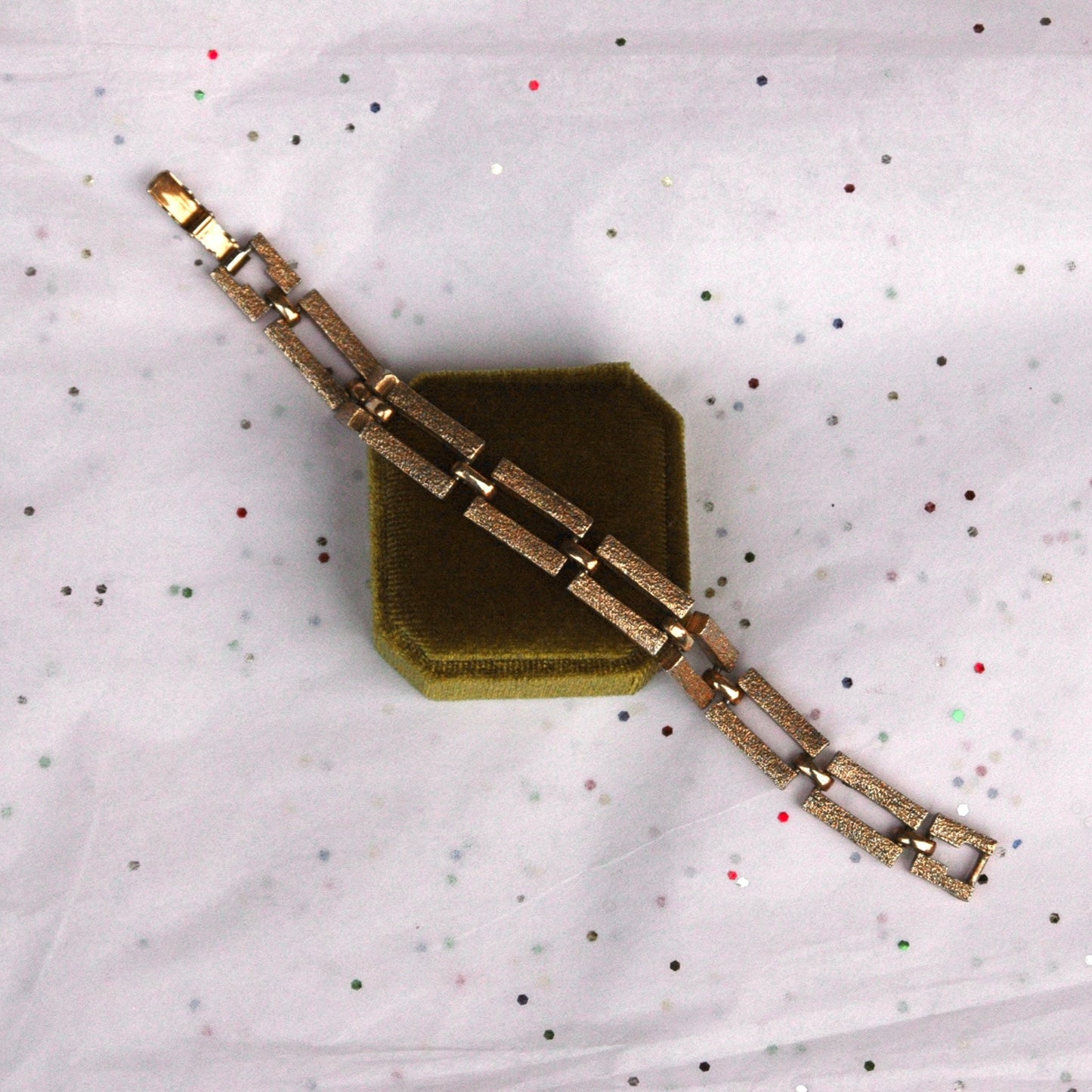Vintage Square Link Sarah Coventry Gold Tone Bracelet