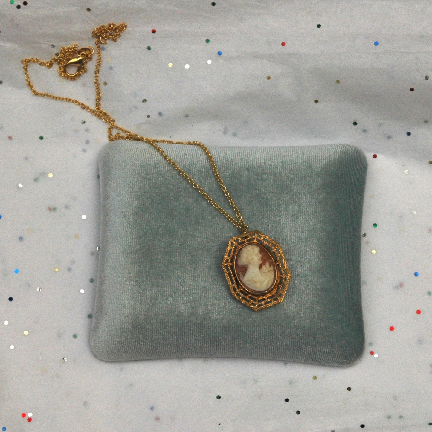 Vintage Gold Filled Cameo Filigree Pendant Necklace/Brooch, Victorian Style