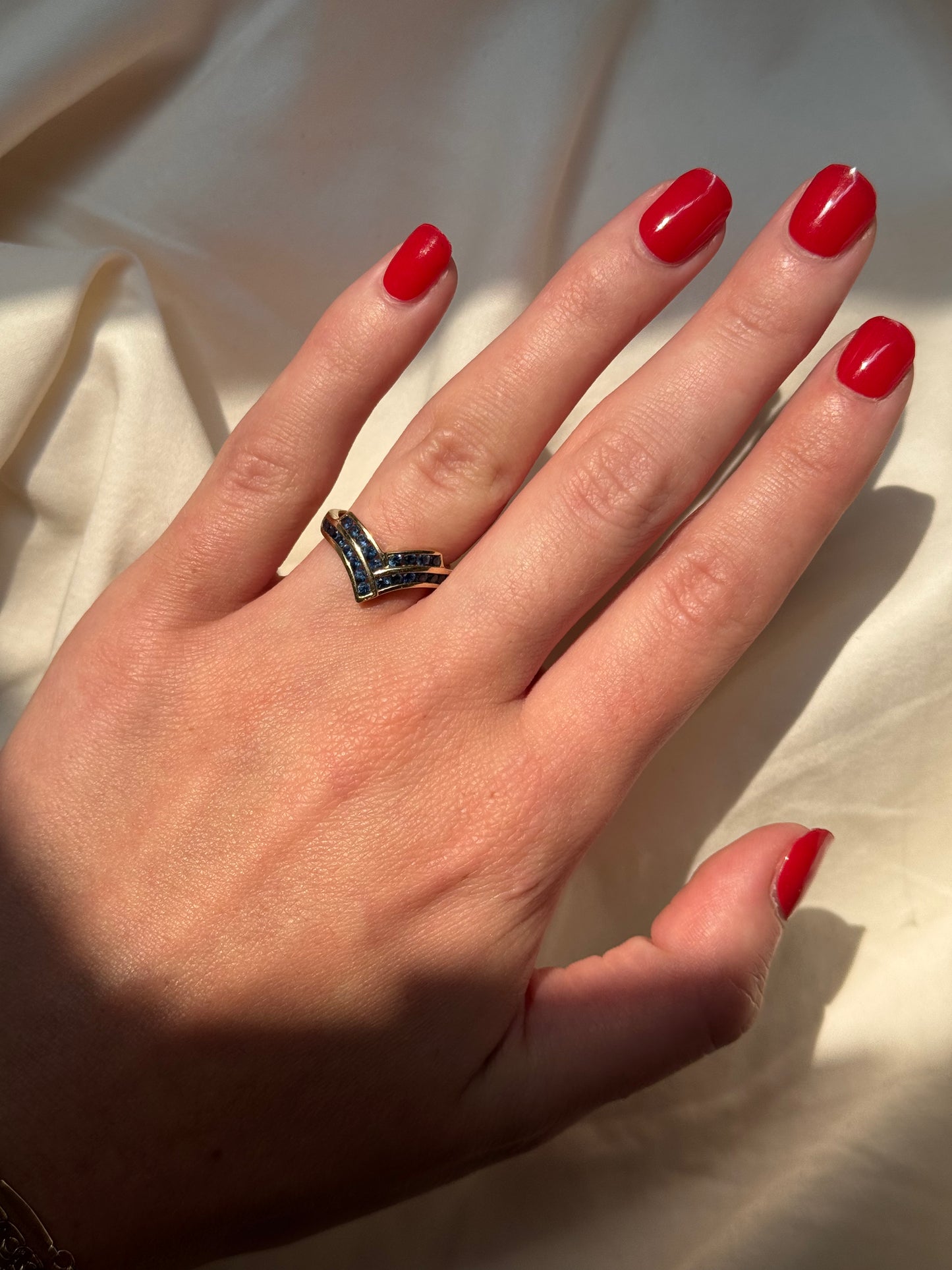 Vintage 14k Gold Channel Set Blue Sapphire Ring