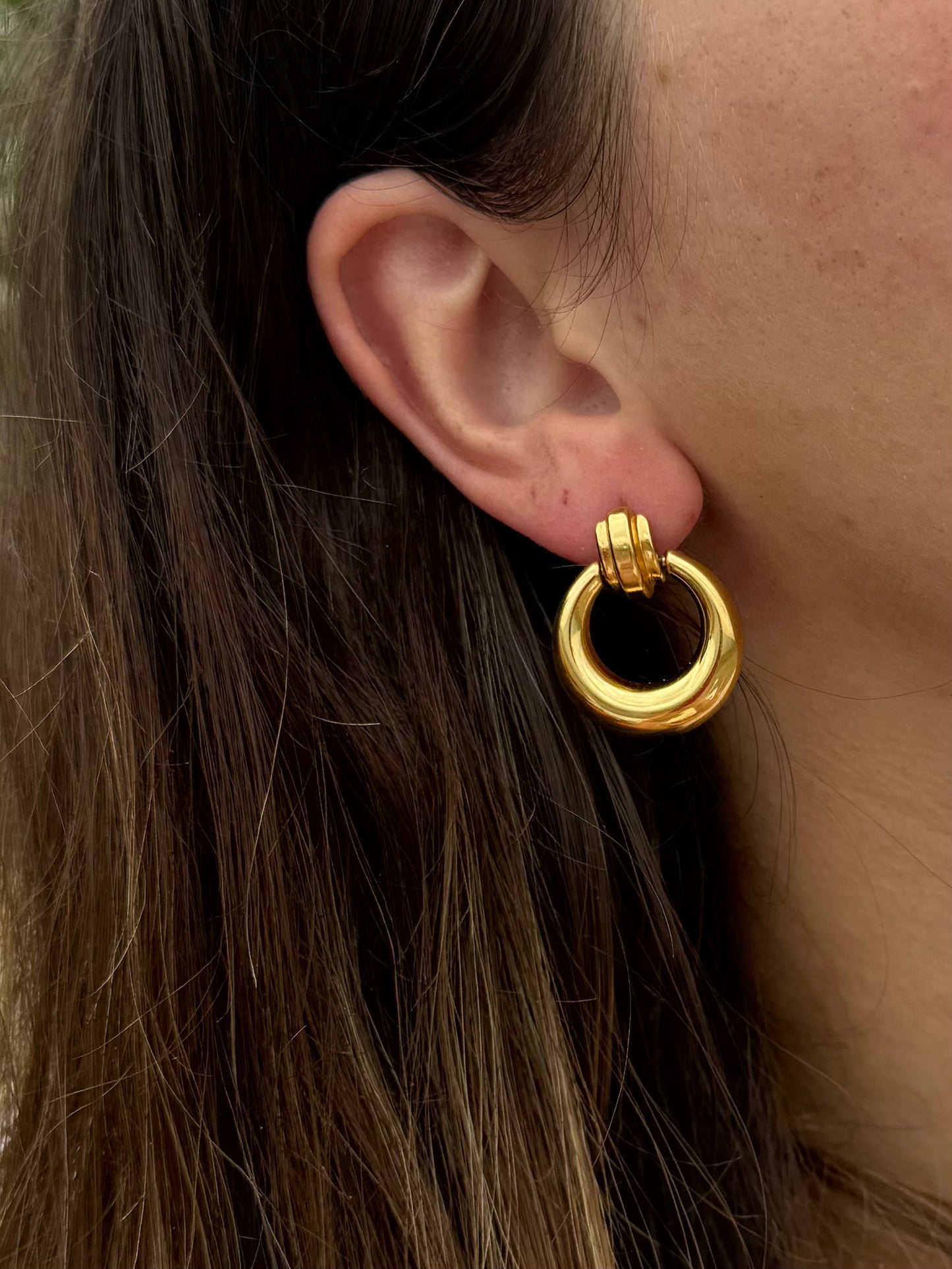 Vintage Monet Gold Tone Door Knocker Post Earrings