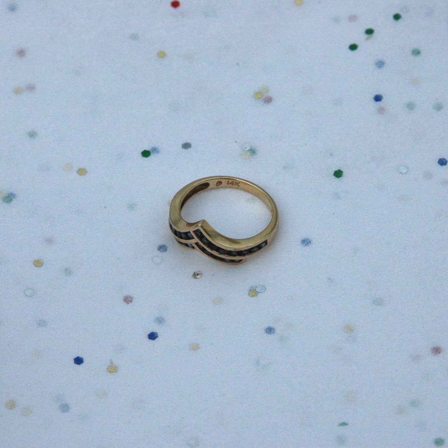 Vintage 14k Gold Channel Set Blue Sapphire Ring