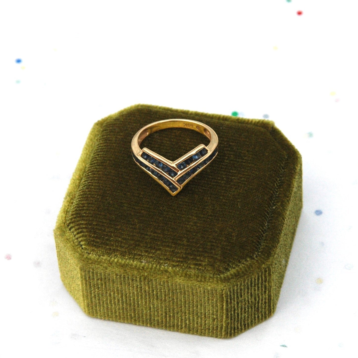 Vintage 14k Gold Channel Set Blue Sapphire Ring