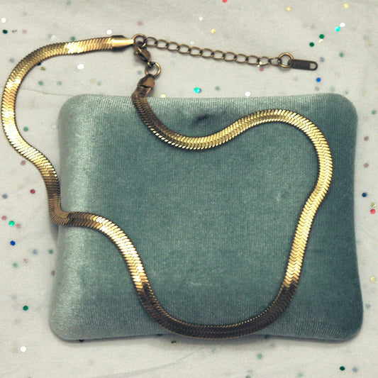 Gold Herringbone Chain Necklace